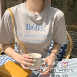 Zingj Korean Chic Summer New Embroidery Stereo Letter Casual Simple Age Reduction Round Collar Short Sleeve Versatile