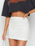 Chic High Waist Lace Up Wrap Hip Mini Skirts Sexy Slim Elastic Knitted Clubwear Vestidos