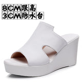 Hollow Waterproof Table Thick Bottom One-Word Drag High Slope And Fitting Room Slippers Soft Bottom Loose Cake 4243 Women Cold