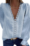 Blouses Women Fashion Lace Patchwork V Neck Long Sleeve Casual Elegant Shirts Tops Office Work Plus Size Chiffon