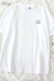 Women Short Sleeve Tees O-neck Embroidery All-match Basic Fashion Unisex Teenagers Leisure Soft Summer Simple