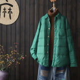 Literary Pure Color Shirt Collar Light Down Jacket Shirt Female Autumn And Winter 2024 New White Duck Down Fashion Down Jacket Coat-Outfit