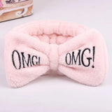 New OMG Letter Coral Fleece Wash Face Bow Hairbands For Women Girls Headbands Headwear Hair Bands Turban Hair