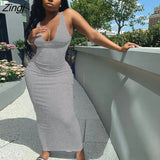 Women Close-fitting Sexy Ribbed Summer Sundress Solid Color Sleeveless Bodycon Long Dress