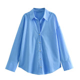 New Multi-Color Loose Casual Version Of Poplin Long-Sleeved
