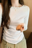 Round Collar Solid Color Elastic Long-Sleeved T-Shirt Women's Autumn And Winter New Basic Inner Bottom
