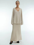 Zingj Mink Wool Sweater Suit Female Autumn And Winter Commute Simple Knit V-Neck Sweater Half