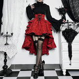 Autumn New Sexy Stitching Bag Hip Skirt Temperament Slim High Waist Tie Waist Tail Half Skirt