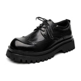 Zingj Shoes Men's Platform Heighten Casual Shoes British Style Leather Shoes Summer Casual Brown Wedding Groom's Shoes