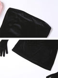 Gloves Puff Sleeve Detail Party Mini Dress- Outfit
