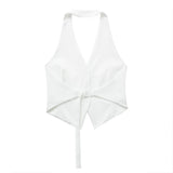 New Single-Breasted Shoulder Buckle Collar Halter Vest