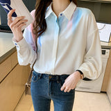 Chiffon Blouse for Women Long Sleeve Top Tie-dyed Shirt Cute and Elegant Blouses for Ladies Korean Style Clothes Chic