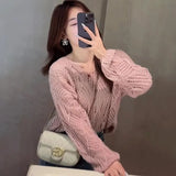 Zingj Women's Wear 2024 New Fashion Summer Autumn Long-Sleeved Knit Hollow-Out Smock Thin Sweater Foreign Style Top Bottom Shirt-Outfit