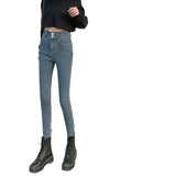 Zingj Double-Button Small Foot Jeans Women's Fall 2024 New Summer Slim Show Thin Nine Minutes Tight Black Pants-Outfit
