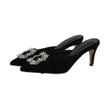 high heels women's stiletto heel 2020 new all-match fashion Baotou square buckle rhinestone