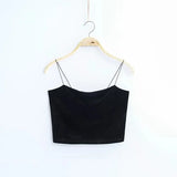 Spaghetti Straps Tank Top Velvet Short Crop Top 7 Colors Sexy Boob Tube Top Bustier Brief Vest T-shirts