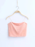 Spaghetti Straps Tank Top Velvet Short Crop Top 7 Colors Sexy Boob Tube Top Bustier Brief Vest T-shirts