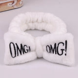 New OMG Letter Coral Fleece Wash Face Bow Hairbands For Women Girls Headbands Headwear Hair Bands Turban Hair