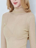 Mesh Tops Long Sleeve Woman T-shirts Female Lace Tops Transparent See Through Ladies T- Shirt Femme