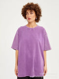Spring And Summer New Solid Color T-Shirt Women's Water Wash To Make Old Batik Coat Hot Cotton Short