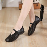 Zingj First Layer Of Cowhide Summer New Flat-Soled Women's Shoes Leisure Leather Sandals Comfortable Breathable Mother's
