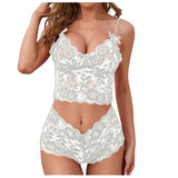 Women Lingerie Set Thin Lace Flower Printed Underwear Suit Female Adjustable Shoulder Strap Triangle Cup