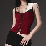 Zingj Sweet Spicy Wind Pink Ribbon With Small Sling Female Small Waist Show Thin Chest Design Sense