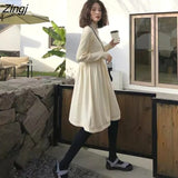 Sleeve Dress Women Knitted Stretch Soft Elegant Pure Fall Spring Lady Knitwear All-match Ulzzang Pregnant Vestido