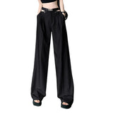 Zingj Suit Pants Children Summer Thin Sexy Hollow Out High Waist Wide Leg Pants Loose Hanging Sense Drag The Floor Straight