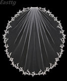 2021 Bridal Veil Short With Comb Lace Appliqued Edge Tulle Wedding Veil one Layer 80 CM Elbow Length Wedding
