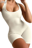 Sexy Women Sleeveless Romper Jumpsuits Slim Bodysuit Sports Short Pants Clubwear Backless Biker Shorts Playsuits