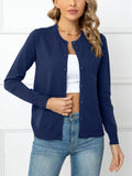 And Autumn Solid Color Round Collar Single Buckle Sweater Coat Casual Long-Sleeved Knitted Shirt