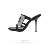 Sandals Women 2022 Luxury Brand Letter Fashion Summer Sexy Crystal Rhinestone High Heels Stiletto Wedding Shoes Woman