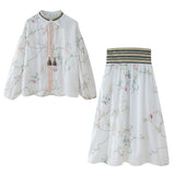 Summer Flower Embroidered Shirt 5770037 Embroidered Flute Skirt