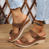 2025 Summer New Retro Leisure Flowers High-Tlip Women's Slopes And