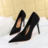 Zingj Korean Version Of Fashion Pedicure Delicate Show Thin High Heels Ultra High Heel Silk Shallow Pointed Single