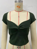 Zingj Base Kink Knit Short Sleeve Short Tight Crop Sexy Elastic Minority Women-Outfit