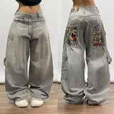 Trend Hip-Hop Funny Printed Jeans Men's And Women's High Street Fashion Loose Wide-Legged Floor