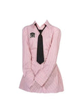 Women's Dress Vintage Kawaii Pink Fashion Harajuku Y2k Ladies Long Sleeve Striped One Piece A-line Midi Dress Party Club