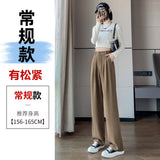 High Sense Suit Pants Female Spring And Summer High Waist Down Small Thin Black Straight Pants Narrow Version Wide Leg Pants-Outfit