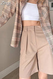 Women's Summer Shorts 2023 Long with High Waist Female Loose White Classic Knee-Length Office Wide Women's Shorts Black