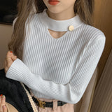 Zingj Machine Hollow Out Bottom Sweater Female Winter 2023 New Fat Sister Age Reduction Show Thin Simple Wind Knit