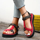 Zingj New Summer Platform Print Velcro Sandal Women's Plus-Size Belt Buckle Simple Beach