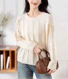 Dongmen Design Sense Minority Open-Shoulder Sweater Women's 2024 Autumn And Winter New High-End Relaxed Lazy Long-Sleeved