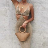 Hollowed-Out Halter Dress Women's Dress Sexy Temperament And Elegant Slim Dress In