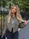 Color 2025 Spring And Autumn New Stand-Up Big Pocket Women's Jacket Women's