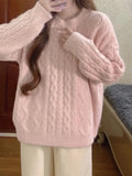 Pullovers Women Loose Sweet Winter Cozy Girlish Harajuku Korean Style Knitwear Ulzzang Simple Feminino O-neck Sweaters