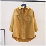 2025 Spring And Autumn Arts Fan Top Dress Design Sense Stitched Pink Side Open Fork Loose Casual Shirt