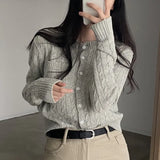 Vintage Cable Knit Slim Knitted CardiganOutfit
