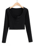 Rib Knit Long Sleeve Crop Top- Outfit